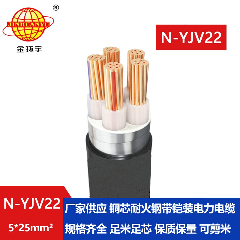 金环宇电线电缆 深圳铠装电缆厂 铜芯耐火交联电缆N-YJV22-5X25平方
